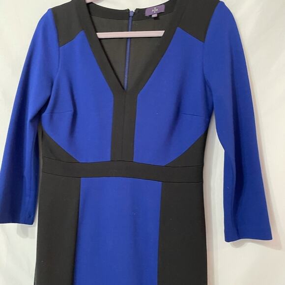 NYDJ Black & Blue Sheath Dress Hidden Shaper Womens 4 Mini Career Slimming - Picture 5 of 7